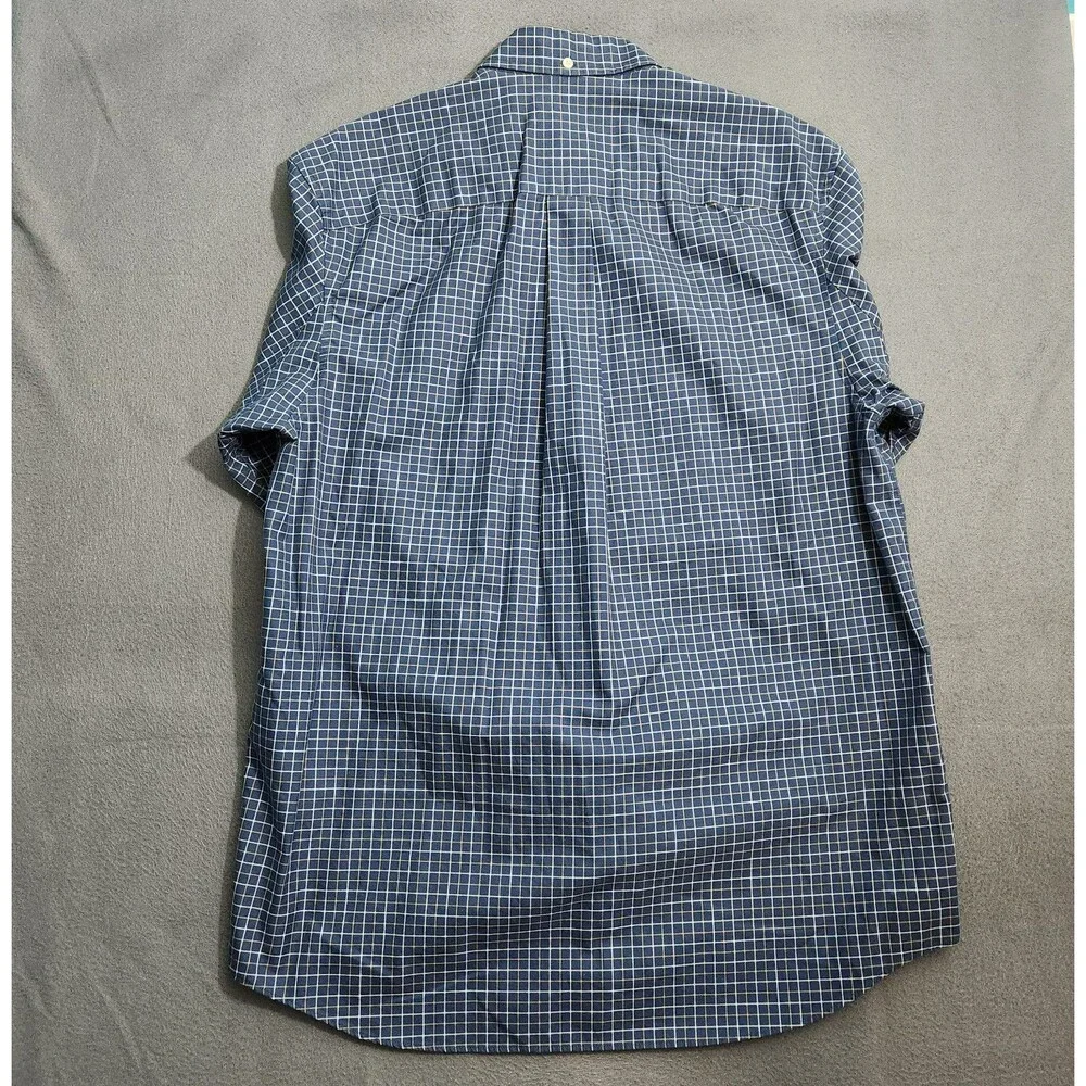Duluth Trading Co. Dress Shirt Men M Blue Plaid Check Button Down Long Sleeve
